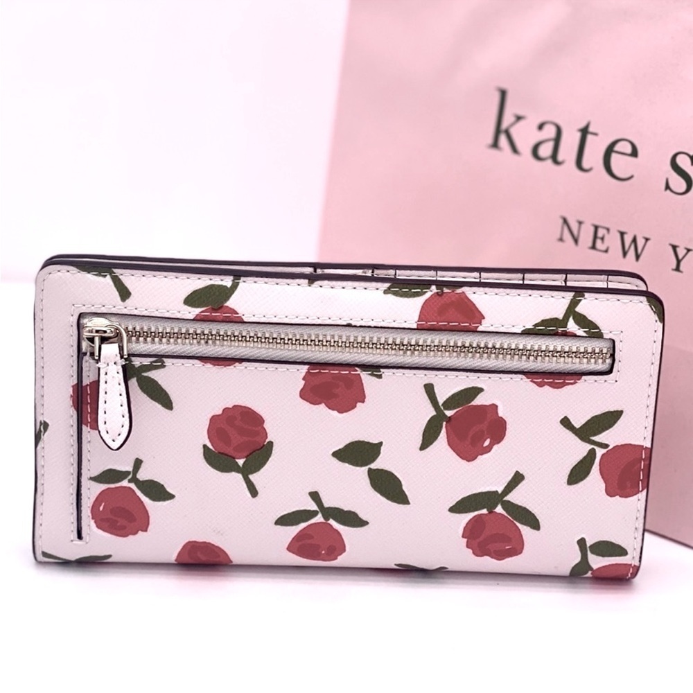 Kate Spade Rose Dana Large Slim Bifold Wallet - Picture 4 of 11